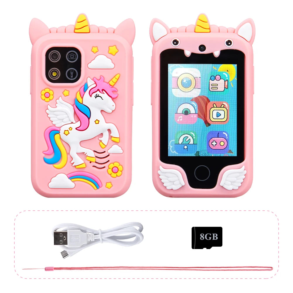 Kinder Musikalisches Smartphone Spielzeug Cartoon Einhorn Touchscreen Baby Mobile für Mädchen Jungen Lernspielzeug Geburtstag Weihnachtsgeschenke