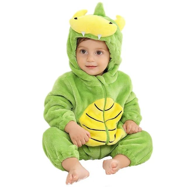 MICHLEY Halloween Baby Strampler Winterkleidung Flanell Kapuzen Bodys Pyjamas Tiere Overall Jumpsuit für Mädchen Jungen Kinder