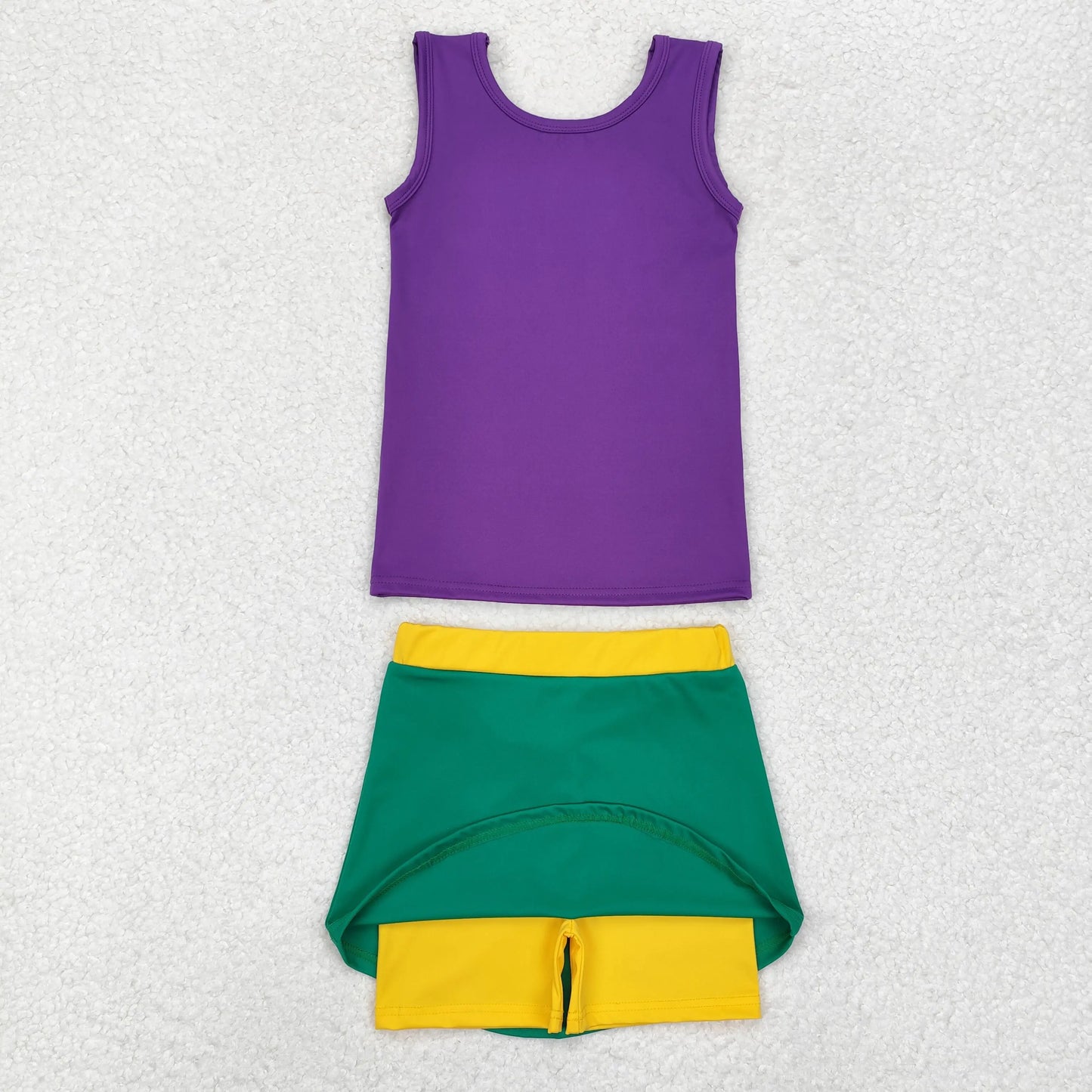 Wholesale Western Boutique Children Clothing Sibling Baby Girls Mardi Gras Active Wear Dresses Yoga Sets