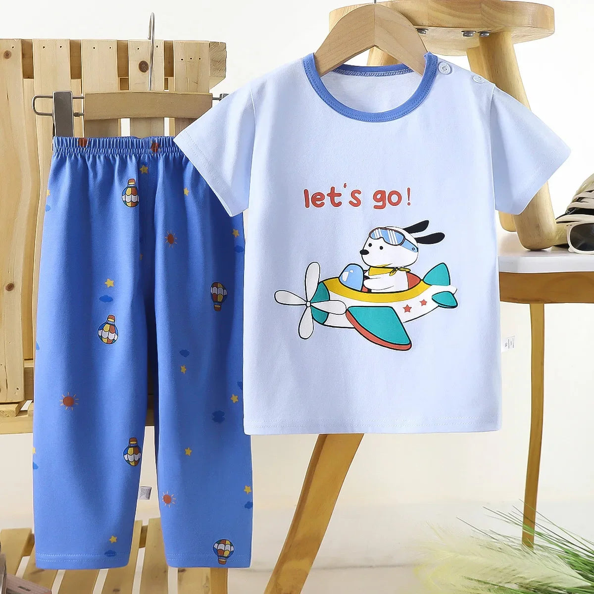 Children's Short Sleeve Set Cotton Summer Baby T-shirt Boys' Homewear Girls' Pajamas Summer Clothing Toddler Clothes Kids Sets