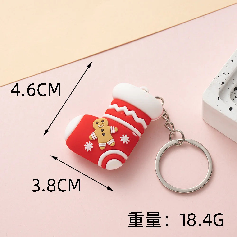 Christmas Keychain Cartoon Cute Doll Pendant Santa Claus Snowman Tree Keyring for Men Women Party Decoration Souvenir