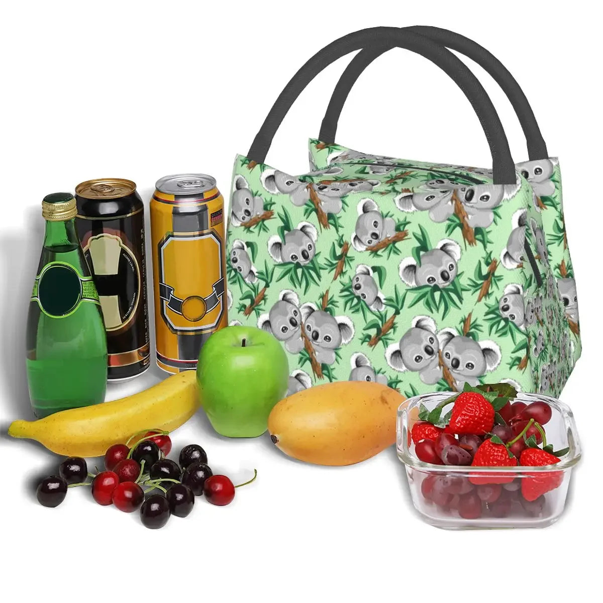 Cute Koala Lunch Bag Animals Fun Lunch Box Picnic Portable Zipper Tote Food Bags Graphic Cooler Bag
