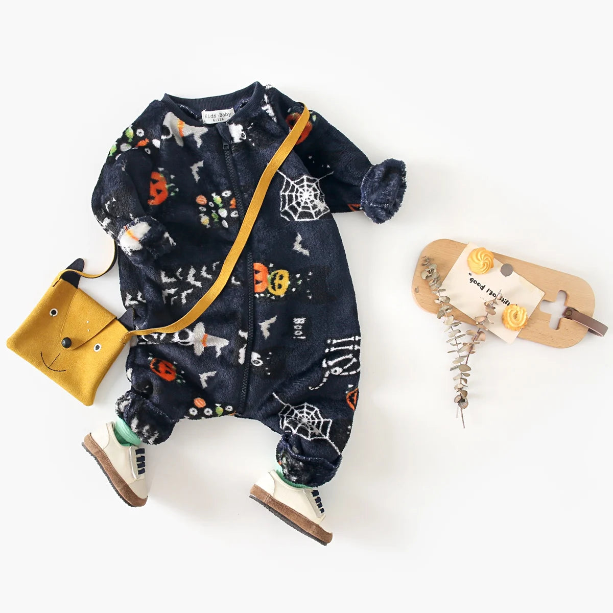 Sanlutoz Halloween Pumpkin Long Sleeve Baby Jumpsuits Zipper Winter Fleece Warm Infants Rompers Clothing Thickened Cozy