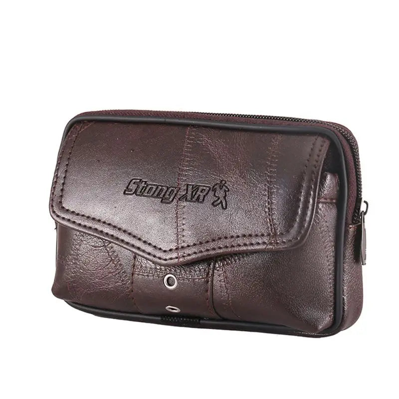 E74B Men Vintage Leather Waist Bag Phone Sport Belt Hip Belt Loop Holster Wallet Carry for Case Purse