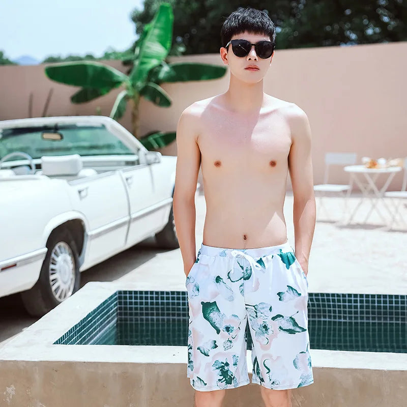 New Matching Swimsuits for Couples Three-Piece Swimwear with Ruffle Beach Cover Ups Print Swim Trunks Shorts Men Bathing Suits