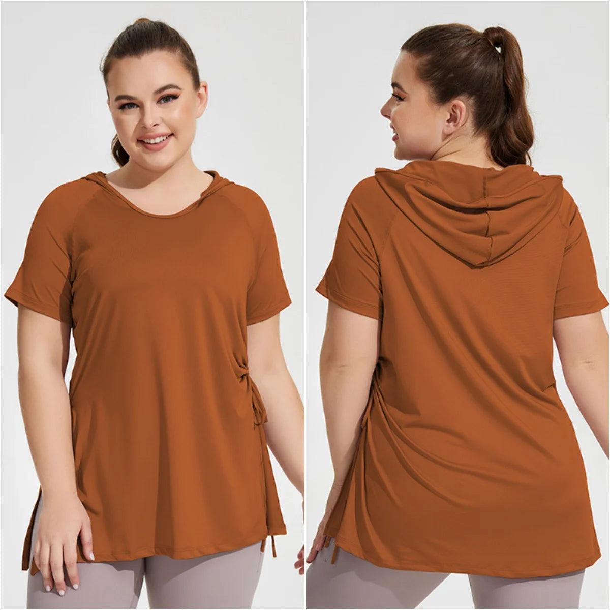 Women Loungewear Quick Dry Gym T Shirt Plus Size Fitness Top Breathable Running Workout Hoodie Curvy Women Sports Casual Clothes