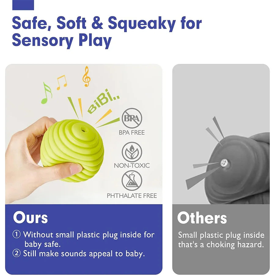 6 strukturierte Bälle für sensorisches Spielen bei Babys im Alter von 6–12 Monaten, Aktivitäts-Multi-Softball, Montessori-Duschspielzeug für Kleinkinder im Alter von 1–3 Jahren