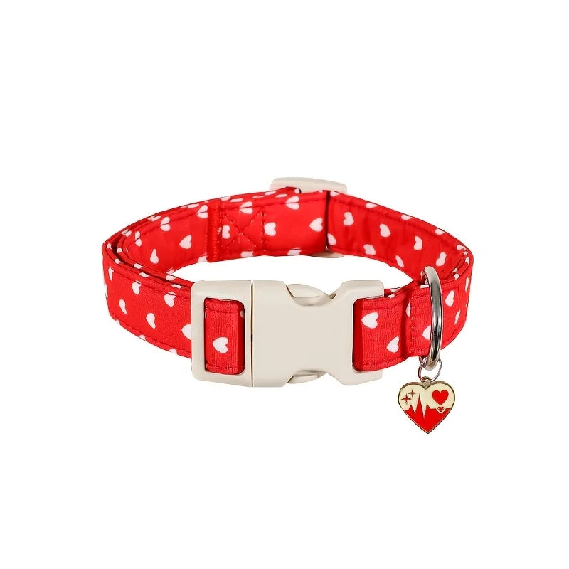 1Pcs Valentine's Day gift Paws Personlized Pink Valentine Dog cat Collar with Bow Heart Pet Collar Flower Dog Collar Large Small Dog