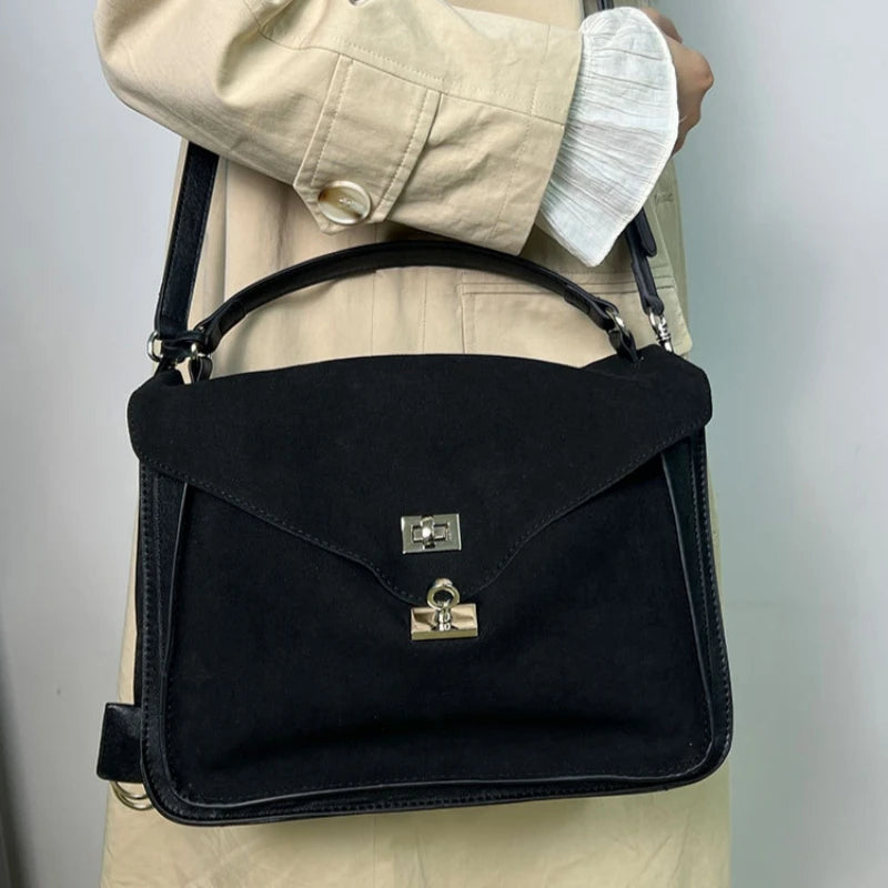 Meet You Luxury Design Scrub Suede Messenger Bags for Women Large Capacity Winter Commuter Female Tote Handbag High Quality