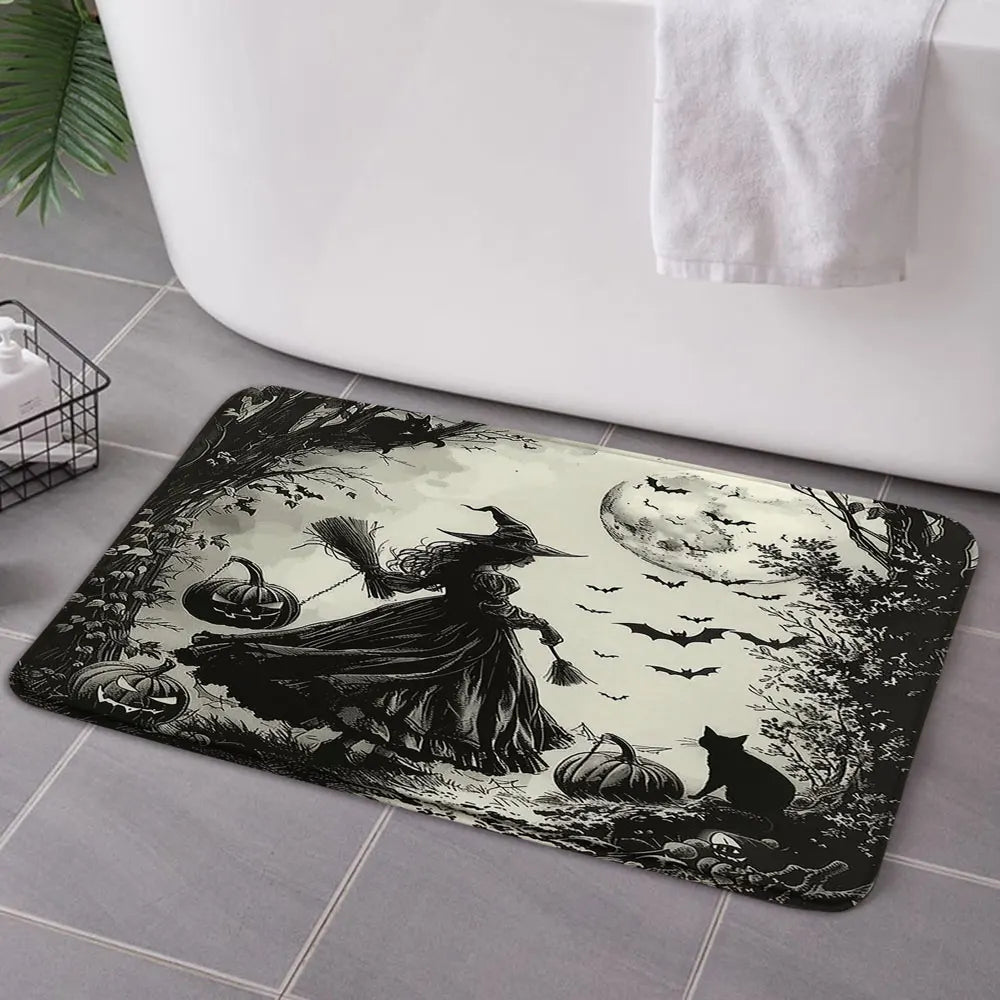 Funny Ghost Shower Curtain Set Halloween Skull Bat Flower Pumpkin Bath Screen Bathroom Mat Non Slip Rug Carpet Toilet Cover Home improvement decortion