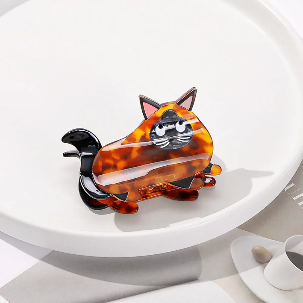 Korean Style Acetic Acid Animal Hair Claw Kitten Kawaii Retro Cat Crab Clip Headwear Creative Cartoon Shark Clip