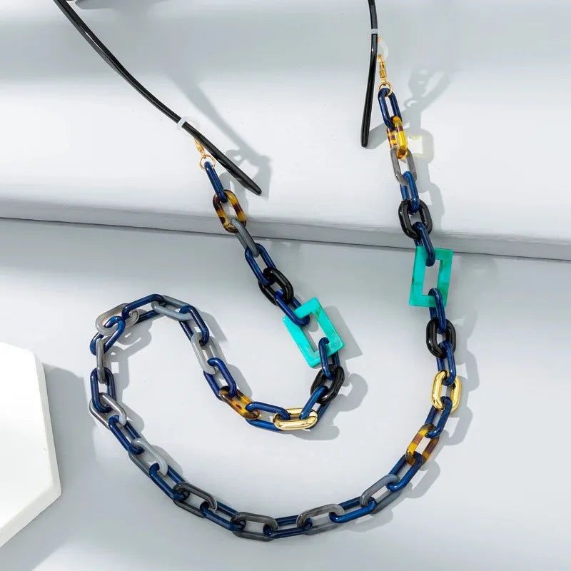 Hot Sale Colorful Mixed Acrylic Hanging Neck Rope Eyewear Glasses Chain Fashion Geometric Buckle Anti-lost Sunglasses Chains