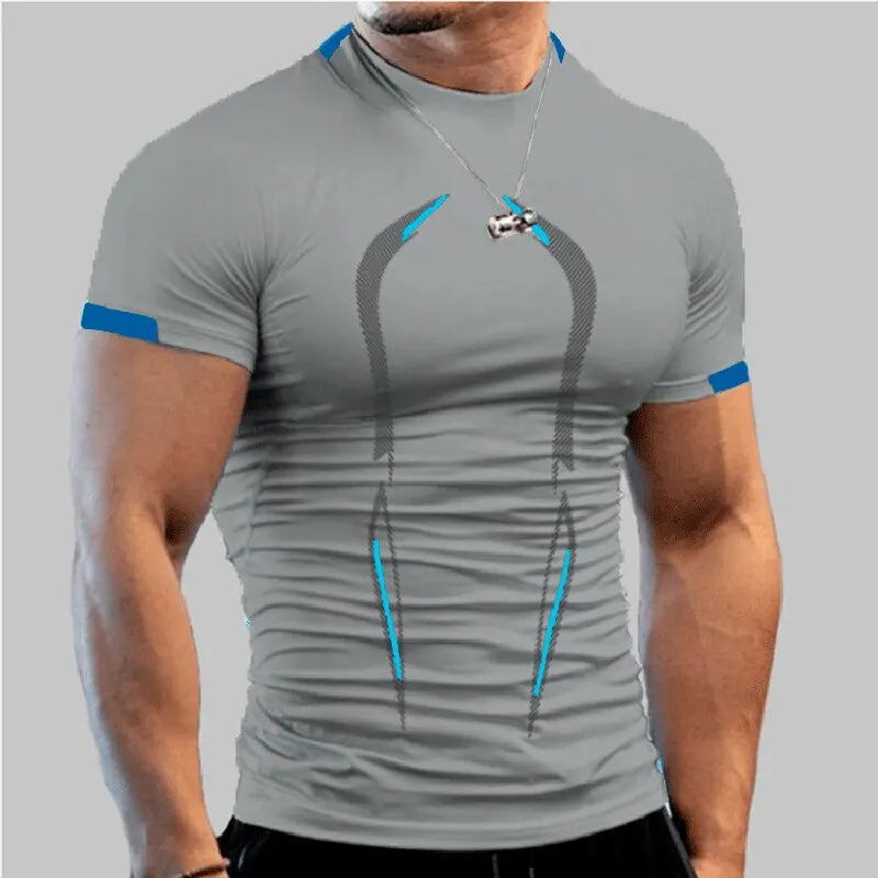 Herren Kompressionsshirt, Superhelden-Sport, Lauf-T-Shirt, Fitness-Training, atmungsaktiv, schnelltrocknend, kurzärmelig