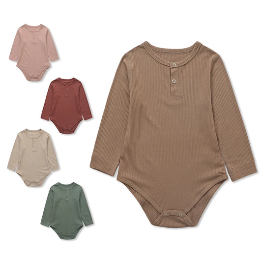 Babykleidung für Jungen und Mädchen, Kostüm für Neugeborene, Bodys mit langen Ärmeln, Overalls, einfarbig, Kinderkleidung für Babys