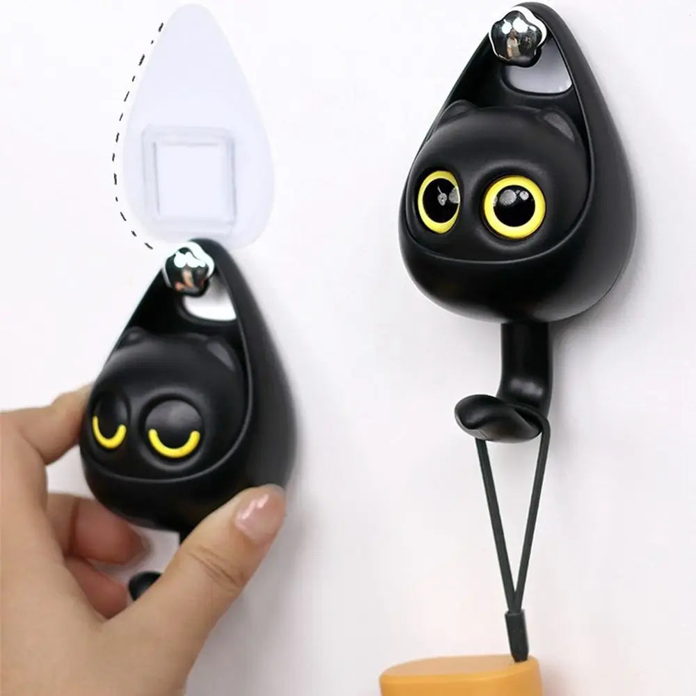 Cartoon Creative Cat Hook Free Punching Seamless Hook Cat Coat Rack Key Umbrella Towel Sundries Storage Hangers Wall Decoration