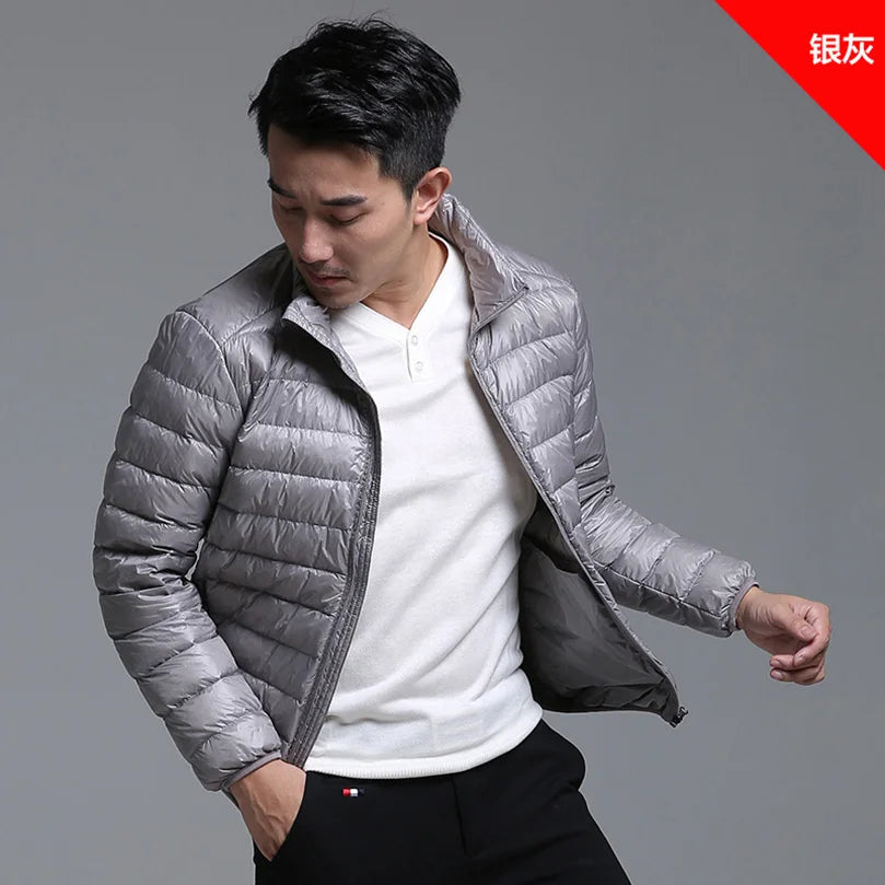 Men's Spring Ultra Lightweight Packable Down Jacket Hooded Breathable Coat Plus Size Men Hoodies Coat Feather Clothing 2024