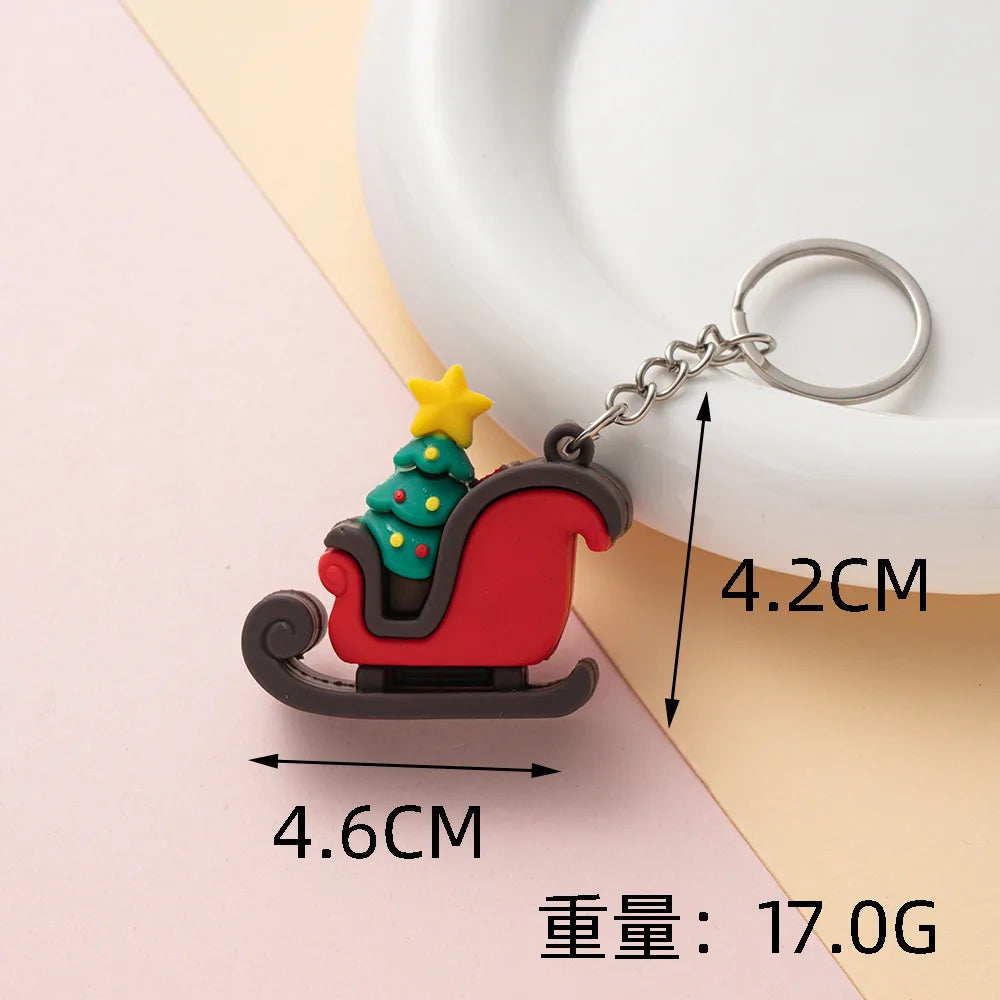 Christmas Keychain Cartoon Cute Doll Pendant Santa Claus Snowman Tree Keyring for Men Women Party Decoration Souvenir
