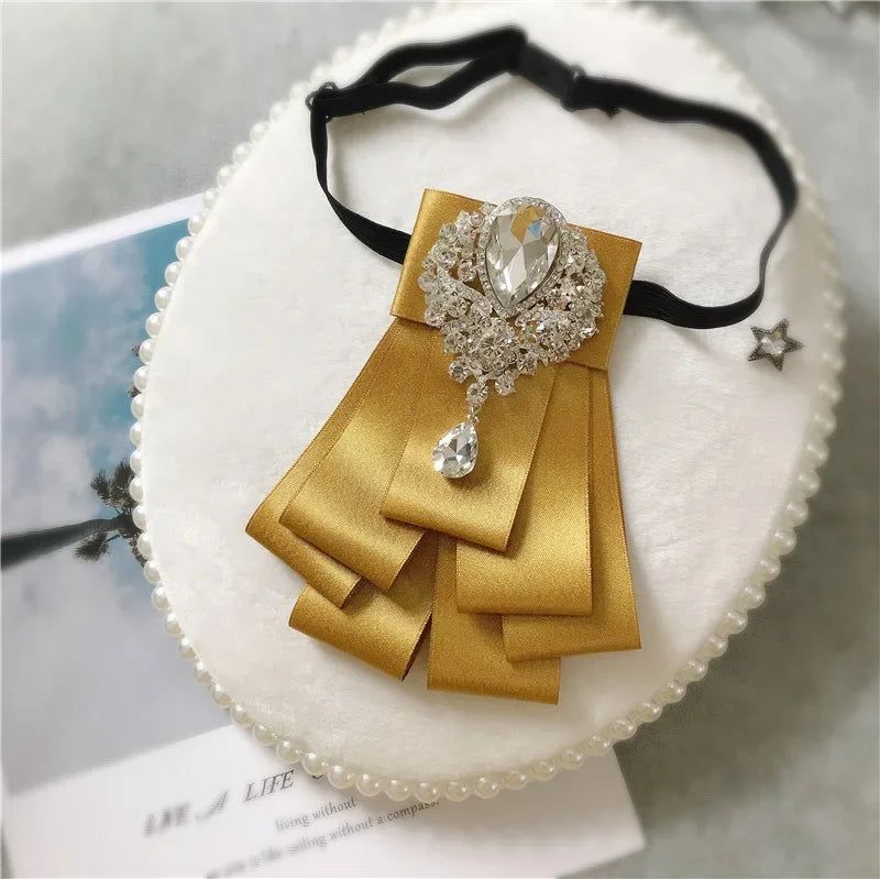 Men's Wedding Bow Ties Women's Accessories British Korean Business Banquet Formal Dress Shirt Rhinestone Ribbon Bow-tie Gifts mon