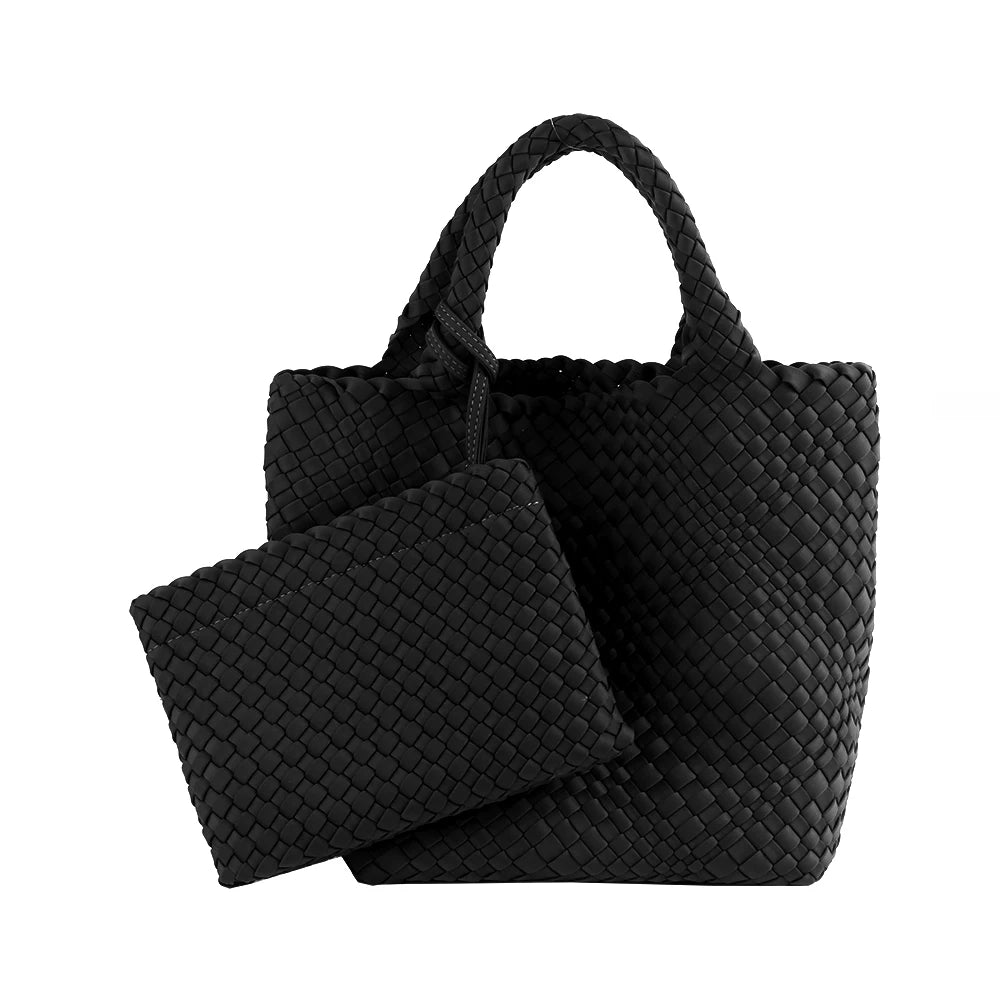 Hot Sale New Neoprene PU Woven Bag Beach Bag Large Capacity Woven Handbag Handmade Knitted Bag