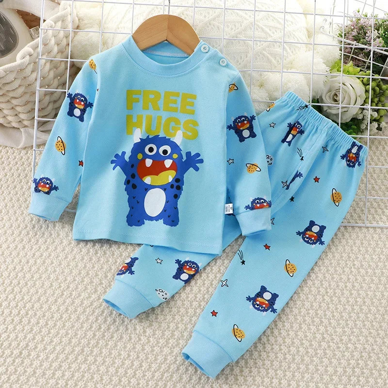 Neugeborene Kinder Jungen Mädchen Pyjama Sets Cartoon Casual Langarm Niedlich T-Shirt Tops mit Hosen Kleinkind Baby Herbst Schlafkleidung