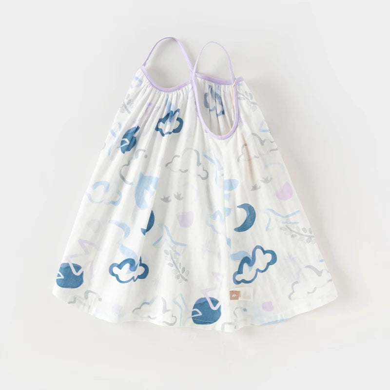 Dave Bella Girl's Princess Dress Summer  Sleeveless Slip Dress Cute Sweet Print Seaside Beach