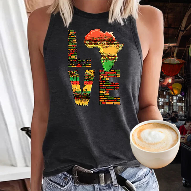 Print Women's Letters Love Casual Crew Neck Versatile Summer Sleeveless shirt Clothing Tops Girl Liberation Day Tanks Tops S-80