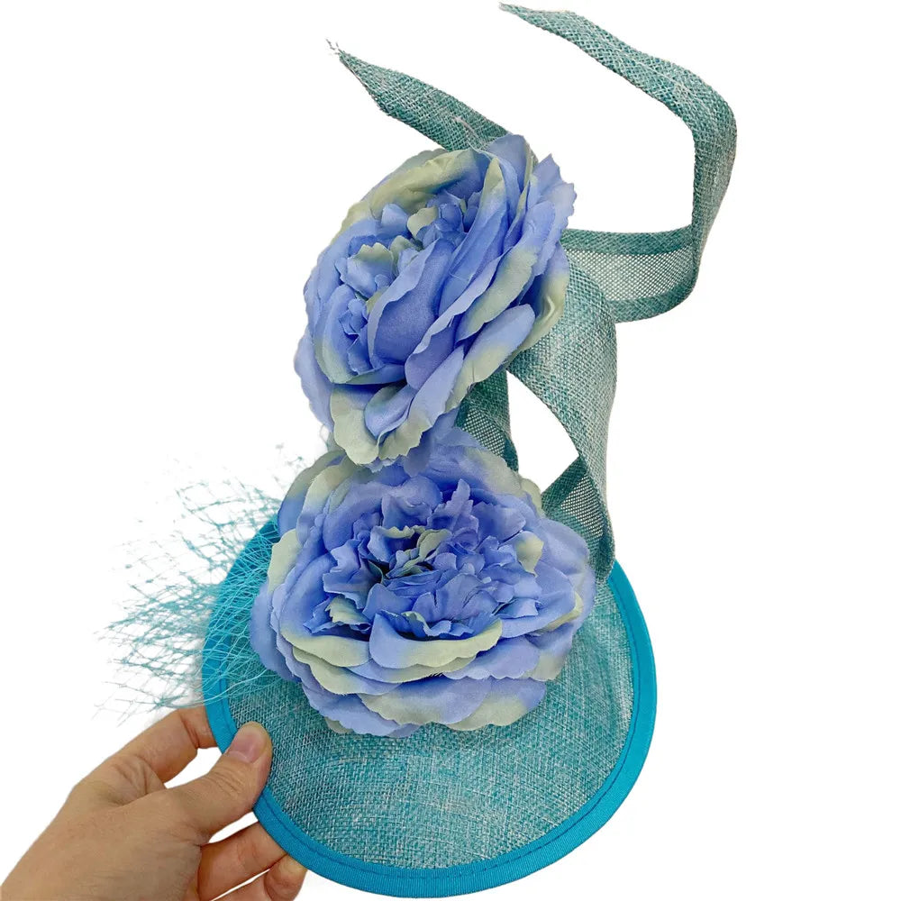 Wedding Fascinators Hot Pink Headpiece Mesh Headwear Wedding Party For Bride Hair Accessories Ladies Formal Dress Fedora Caps