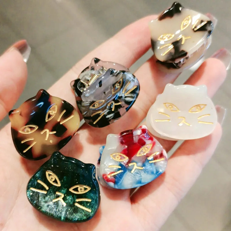 New Cute Cat Small Hair Clip for Women Hair Claw Acetic Acid Barrettes Crab Claw Clips Styling Hairpins Fashion Hair Accessories