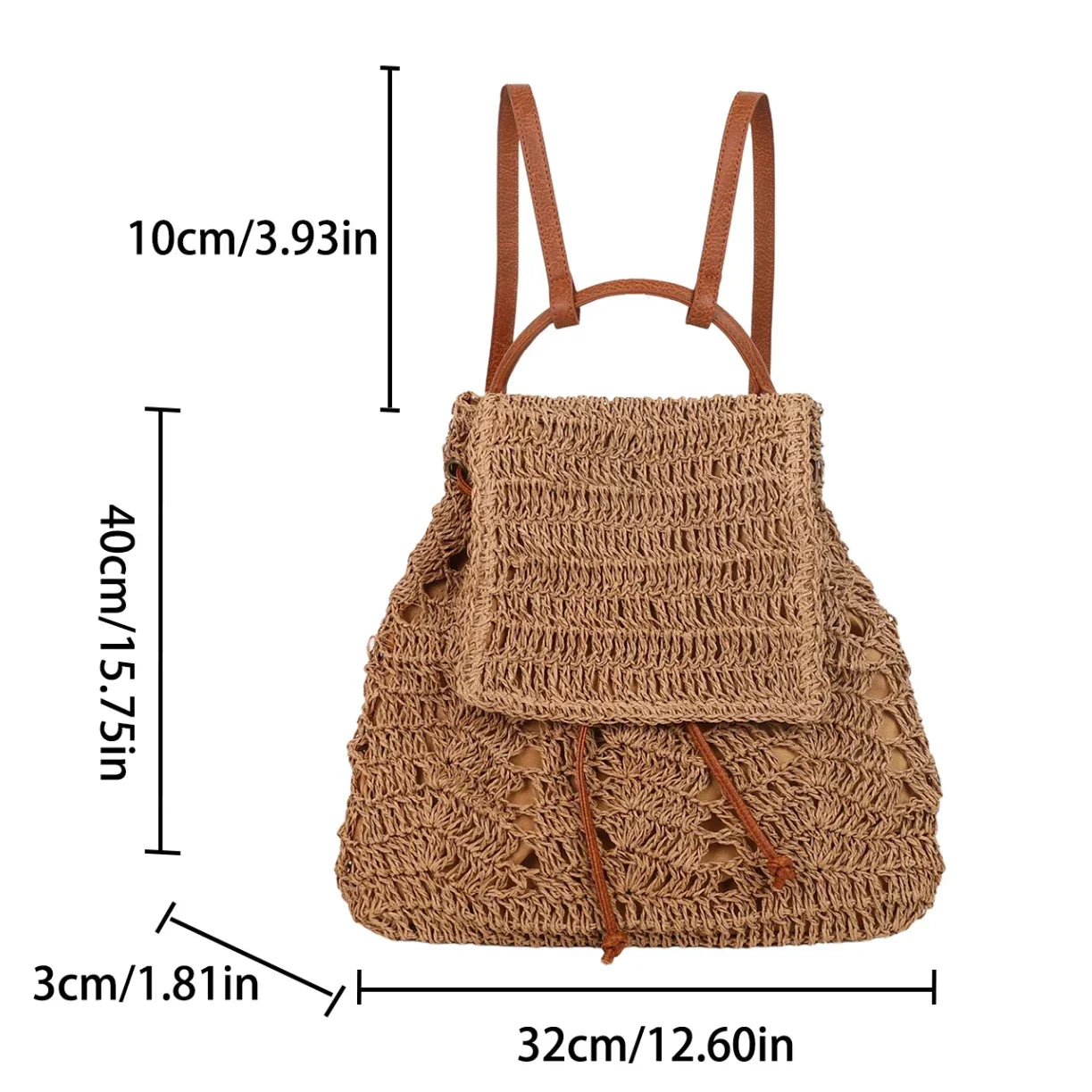 Handmade Woving Women's Backpack Beach Shoulder Bag For Ladies Designer Straw Handbag Travel Anti Theft Backbag Crossbody Purse