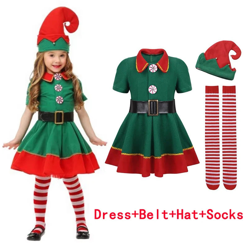 New Year Kids Santa Claus Toddler Baby Red Xmas Clothes Party Red Dress Set for Children Christmas Costume Santa Claus Set