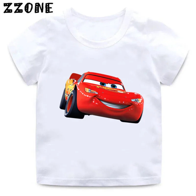 Hot Sale Car Pixar Lightning McQueen Print Cartoon Kids T-Shirts Girls Clothes Baby Boys T shirt Summer Children Tops,ooo5534