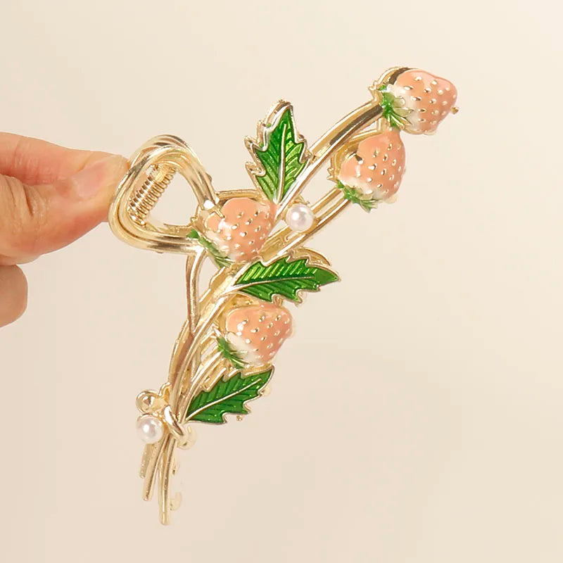 fresh Durian Metal Hair Clip Hair claws fruit oil drop flower Personality Fruit Funny Hair Claw Hairpin for Women Girls Headwear