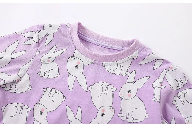 Brand Quality 100% Combed Cotton Sleepwear PJs Baby Girls Clothes Pajamas Sets Kids Cartoon Homewear Children Clothing Nightgown