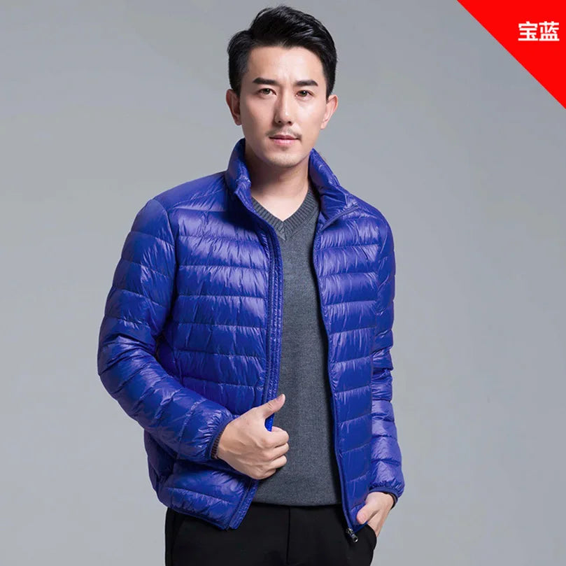 Men's Spring Ultra Lightweight Packable Down Jacket Hooded Breathable Coat Plus Size Men Hoodies Coat Feather Clothing 2024