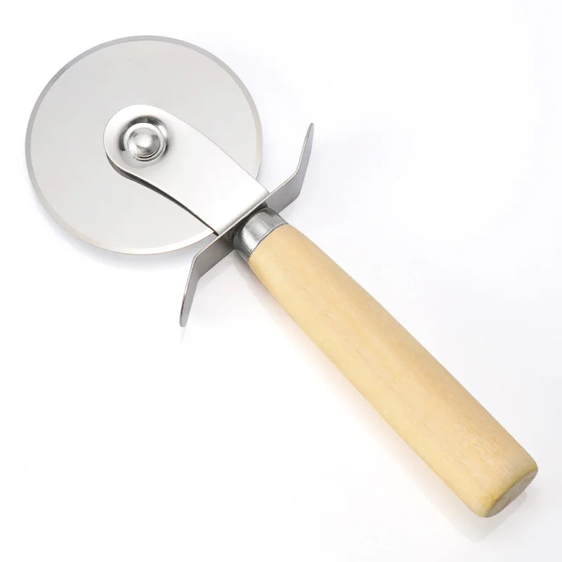 Stainless steel pizza cutter Wooden handle pastry pasta dough cutter Cutting Wheel Slicer Baking tools Kitchen tool