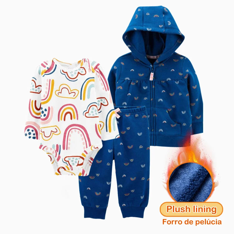 3pcs Baby Clothes Set for Newborns Toddler Girl Boy Clothes Hooded Jacket Trousers + Bodysuits 3pcs Child sets Infant Outfits