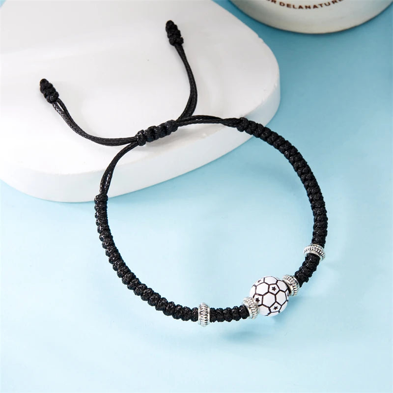 Newest Football Volleyball Basketball Baseball Bracelet For Women Woven Rope Tennis Rugby Bracelet Boys Girls Sports Jewelry