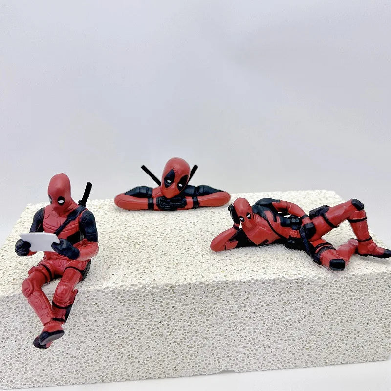 The Avengers Deadpool Sitting Posture Lying Posture Sleeping Posture Handmade Model Desktop Computer Car Decoration Kid Toy Gift
