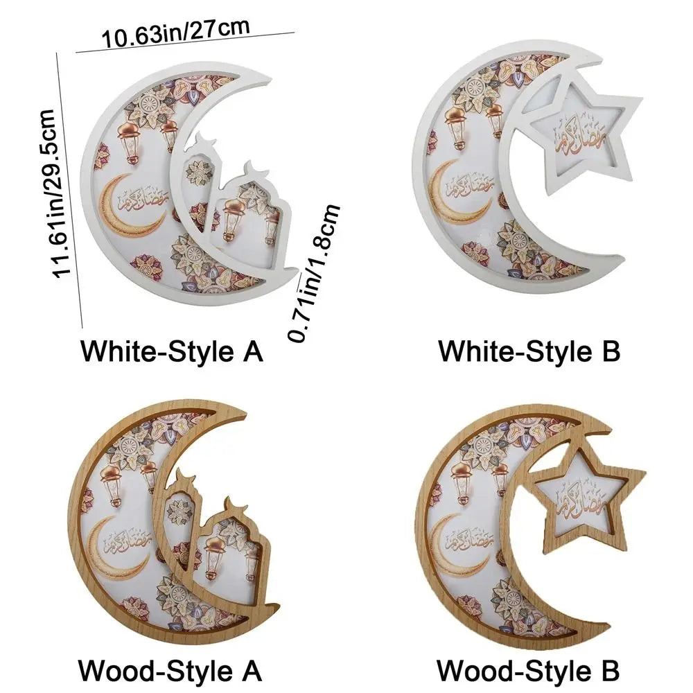 Density Board Moon Star Tray Well-polished Decorative Ramadan Tray Practical Candy Snack Dessert Serving Dish