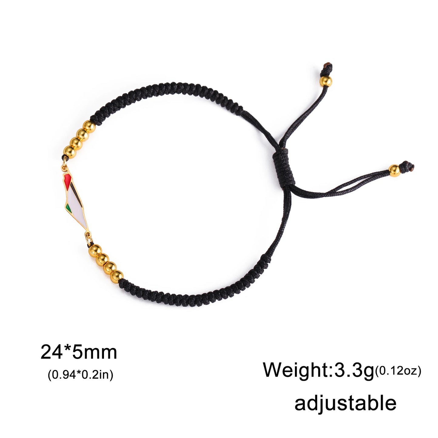 Palestine Flag Braided Rope Bracelets for Women Men Red Black White Green Natural Stone Beads Bracelet Jewelry Gift Wholesale