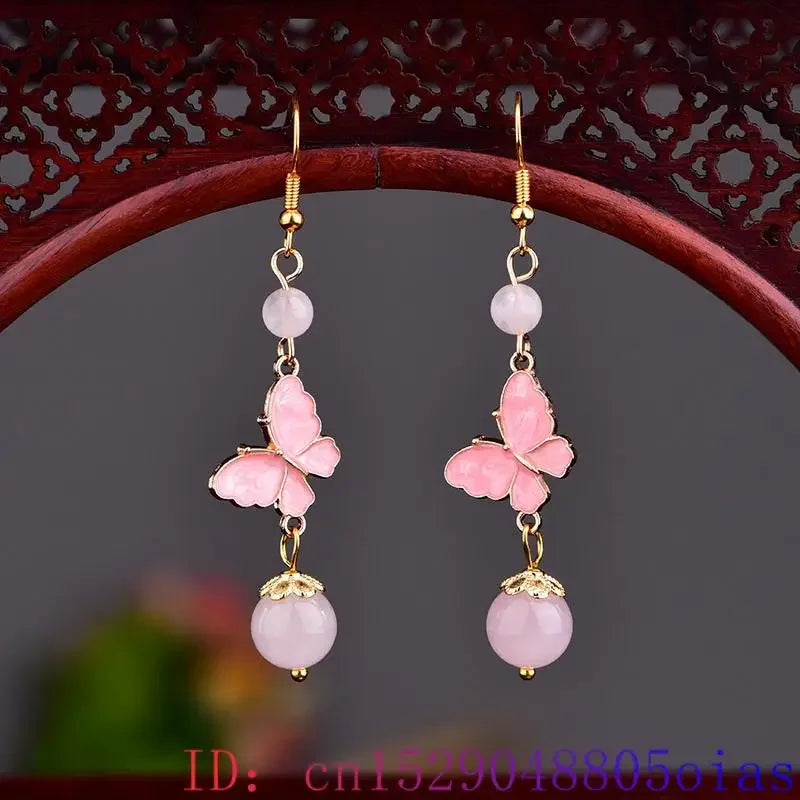 Real Jade Butterfly Earrings Fashion 925 Silver Vintage Stone Energy Luxury Bead Women Gifts Talismans Carved Natural Jewelry