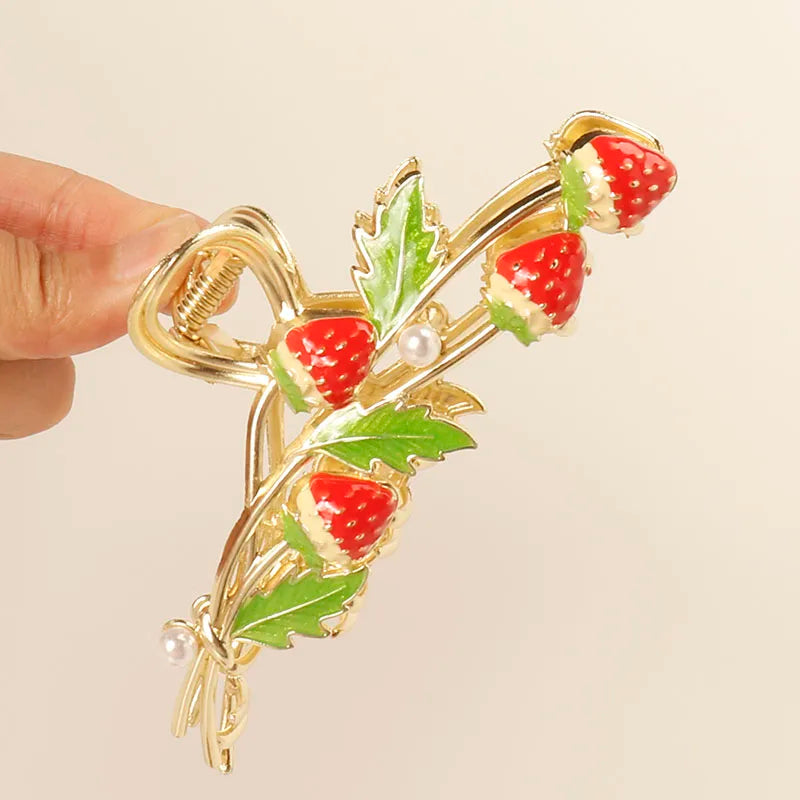 fresh Durian Metal Hair Clip Hair claws fruit oil drop flower Personality Fruit Funny Hair Claw Hairpin for Women Girls Headwear