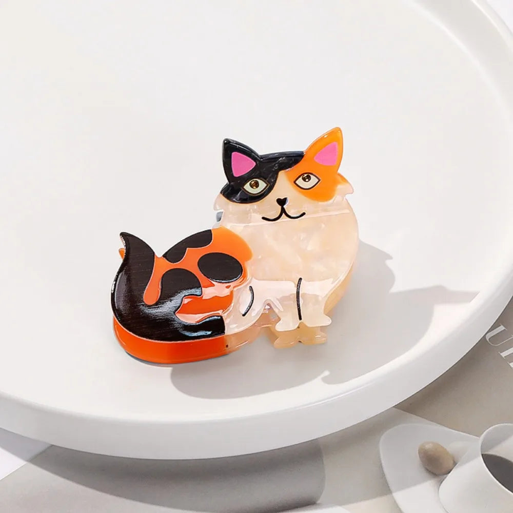 Korean Style Acetic Acid Animal Hair Claw Kitten Kawaii Retro Cat Crab Clip Headwear Creative Cartoon Shark Clip