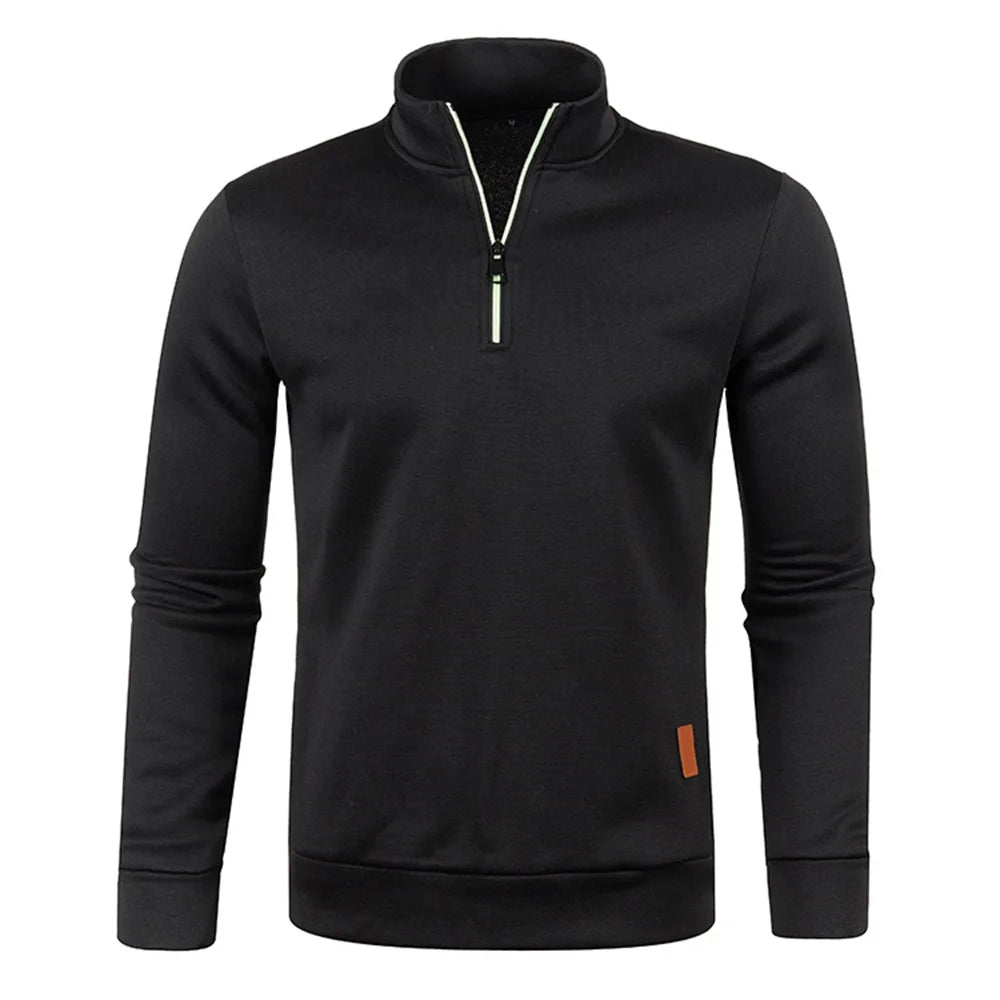 Herren Sweatshirts Frühling Dicker Pullover Halber Reißverschluss Pullover für Männer Hoody Outdoor Sweatshir Herbst Einfarbig Rollkragenpullover