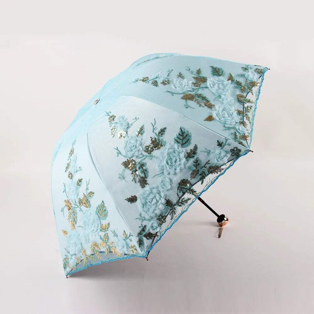 Lace Up Flower Umbrella For Women Summer Sun Garden Uv Umbrella Portable Lady garden Beach accessories Paraplu Rain Gear