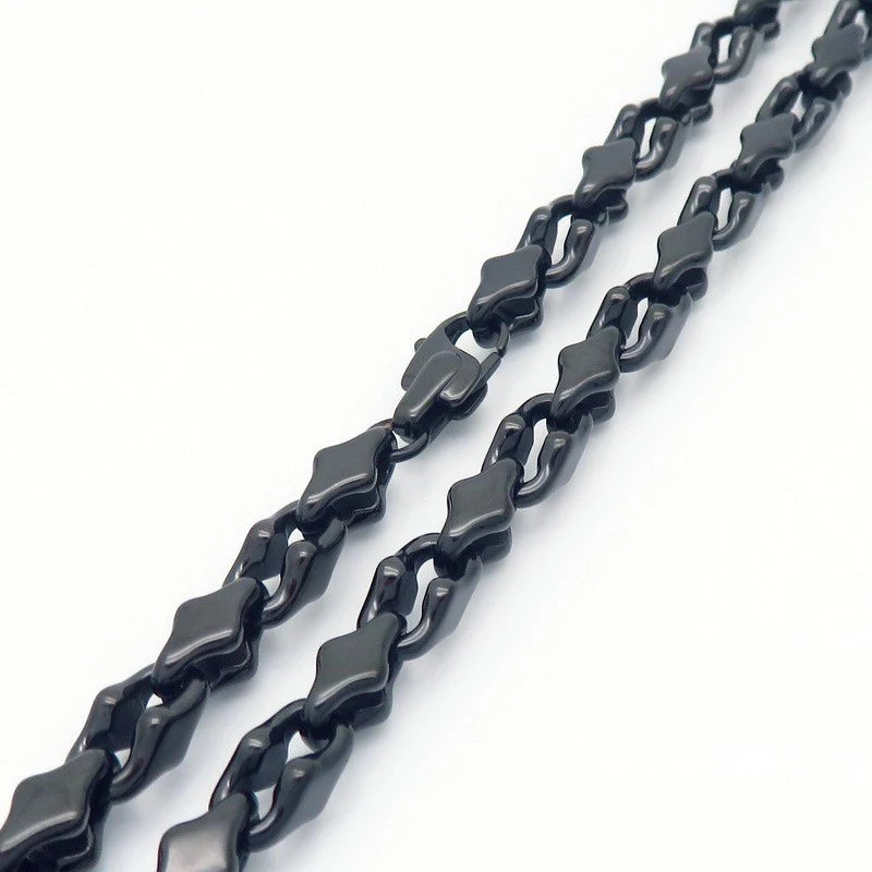 KALEN Vintage Rhombic Chain Bracelet Necklace for Men Women Punk Stainless Steel Jewelry Set Hollowing Chain Accessories Gift