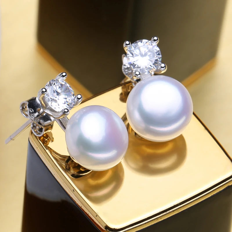 FENASY Genuine Natural Freshwater Pearl Stud Earrings 925 Sterling Silver Party Jewelry Elegant Gifts For Women Wholesale