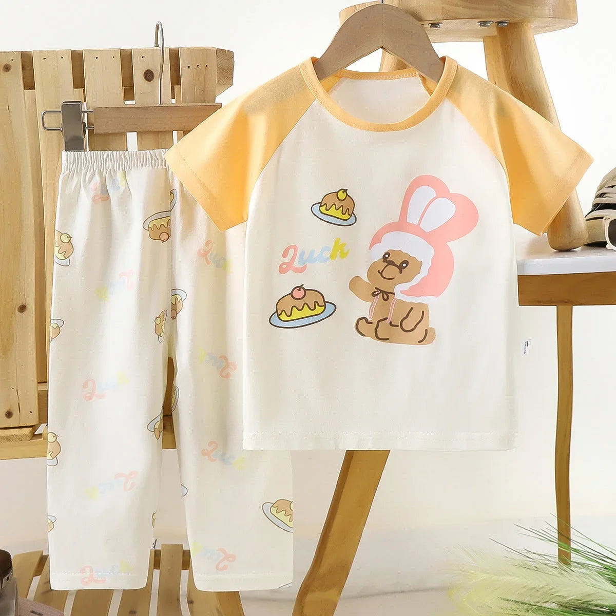 Children's Short Sleeve Set Cotton Summer Baby T-shirt Boys' Homewear Girls' Pajamas Summer Clothing Toddler Clothes Kids Sets