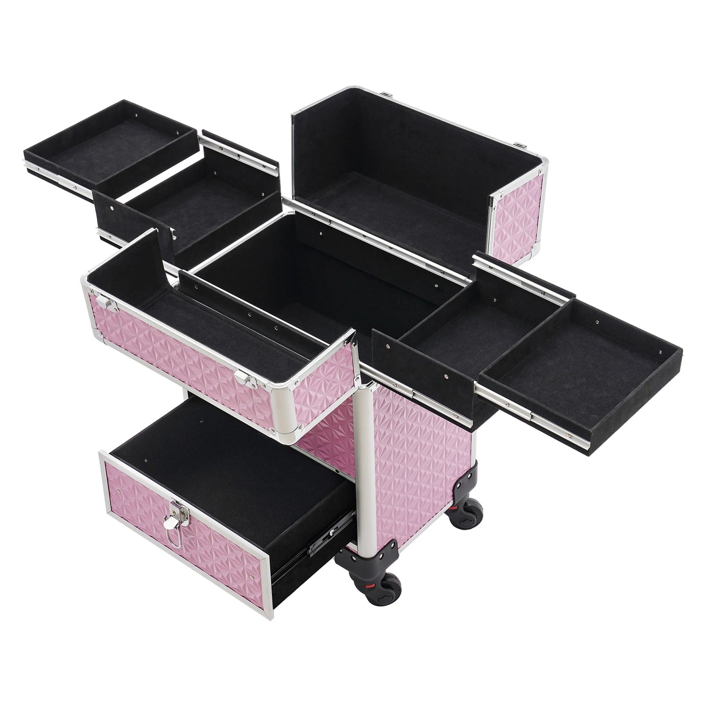 Rolling Nail Case Wheeled Manicure Storage Case Polish Organizer Professional Makeup Trolley for Studio or Travelling