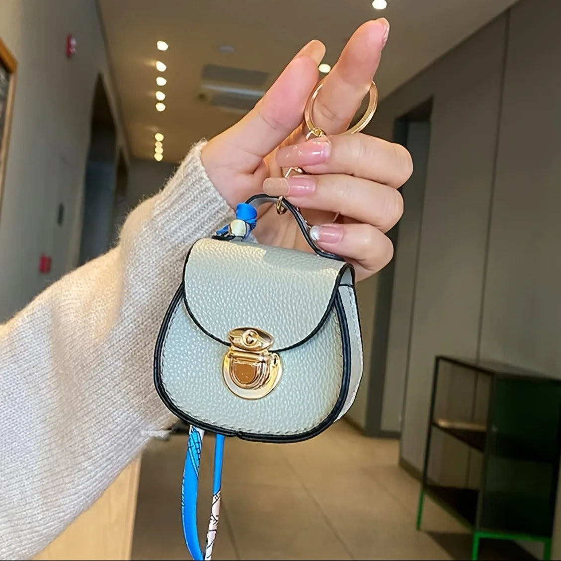 Elegant Mini Saddle Bag, Keychain with Premium Silk Scarf, Lightweight Faux Leather Coin Purse, Small Tote Bag Perfect Chic Gift